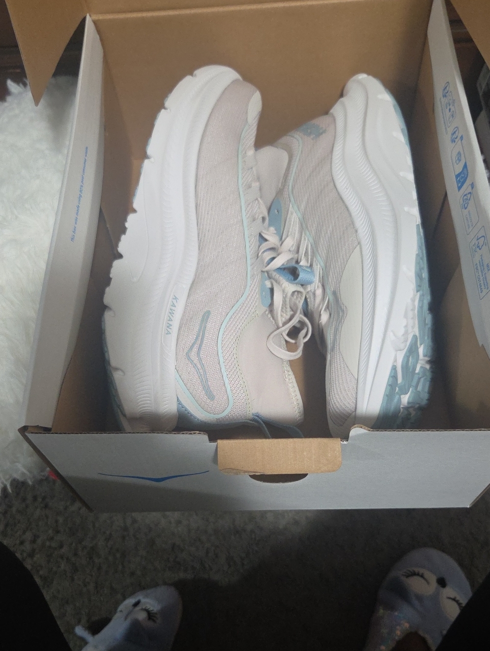 Hoka One One Women's Light Pink and Light Blue Cushioned Sneakers